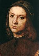 PERUGINO, Pietro Portrait of a Young Man (detail) af Sweden oil painting artist